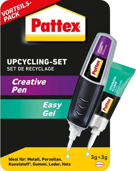 Image du produit Pattex Colle instantanée Upcycling Set Creative Pen + Easy Gel détail (3 g, 3 ml)