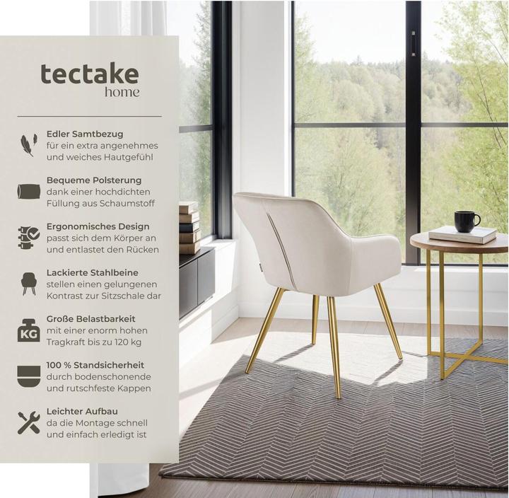 Image du produit tectake Chaise MARILYN Effet velours style scandinave