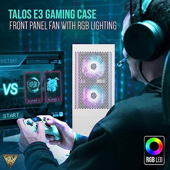 Productafbeelding Gamdias Boitier Moyen Tour ATX Talos E3 Mesh RGB met vitrines (Blanc) (ATX, mATX, Mini-ITX)