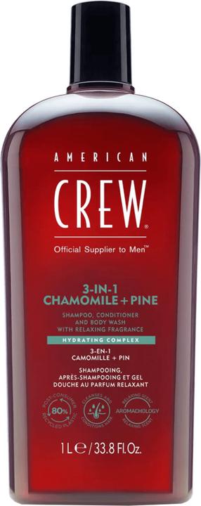 Produktbild American Crew 3-in-1 Chamomile & Pine Shampoo, Conditioner & Body Wash (1000 ml, Flüssiges Shampoo)