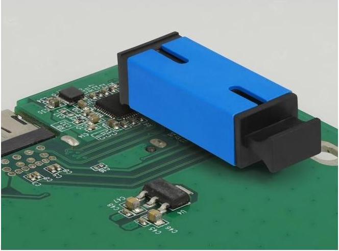 Actual product image Delock Fiber optic coupling for PCB SC simplex female to SC simplex female singlemode blue (Keystone module)