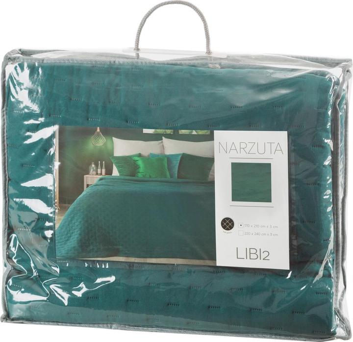 Actual product image Eurofirany LIBI/2 Bedspread quilted with hot press technique (hot press), 220X240 cm, color: dark turquoise (220 x 240 cm)