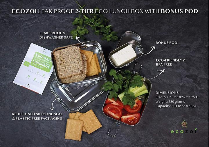 Produktbild Ecozoi Auslaufsichere 3-in-1-Oeko-Lunchbox aus rostfreiem Stahl