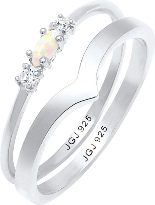 Image du produit Elli Set Marquise Opal V-Form mit Zirkonia Kristallen (52, Argent 925)