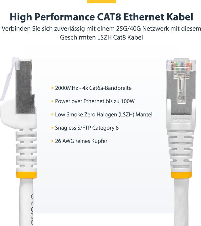 Produktbild StarTech com NLWH-2M-CAT8-PATCH, 2 m, Cat8, S/FTP (S-STP), RJ-45, RJ-45 (S/FTP, 2 m)