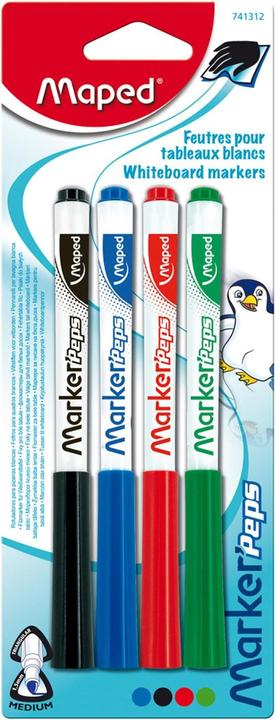 Maped Marqueurs pour tableau blanc (Vert, Bleu, Noir, Rouge, 1.50 mm, 4 x)