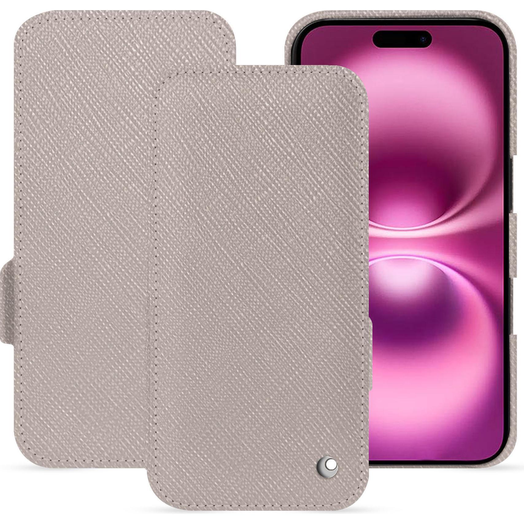 Noreve Lederschutzhülle horizontal (Apple iPhone 16 Plus), Smartphone Hülle, Beige