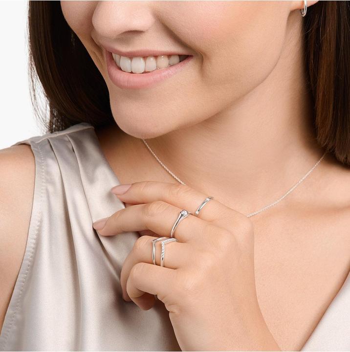 Produktbild Thomas Sabo Ring V Form mit Weissen Steinen Silber (54, 925 Silber)