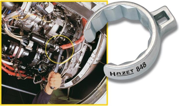 Produktbild HAZET Ringschlüssel ∙ Doppelsechskant ∙ offen 848Z-36 ∙ Vierkant12,5 mm (1/2 Zoll) ∙ Aussen Doppel-S… (21 mm)