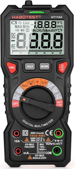 Actual product image Habotest Digital Multimeter with Flashlight HT118A, True RMS, NCV (Handheld multimeter)