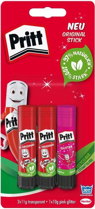 Pritt Klebestift-Set mit Glitter Stick 11 g, 3 Stück