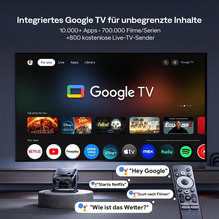 Immagine prodotto Aurzen Boom Mini Beamer mit Google TV & 4K Unterstützung (4K, 500 lm)