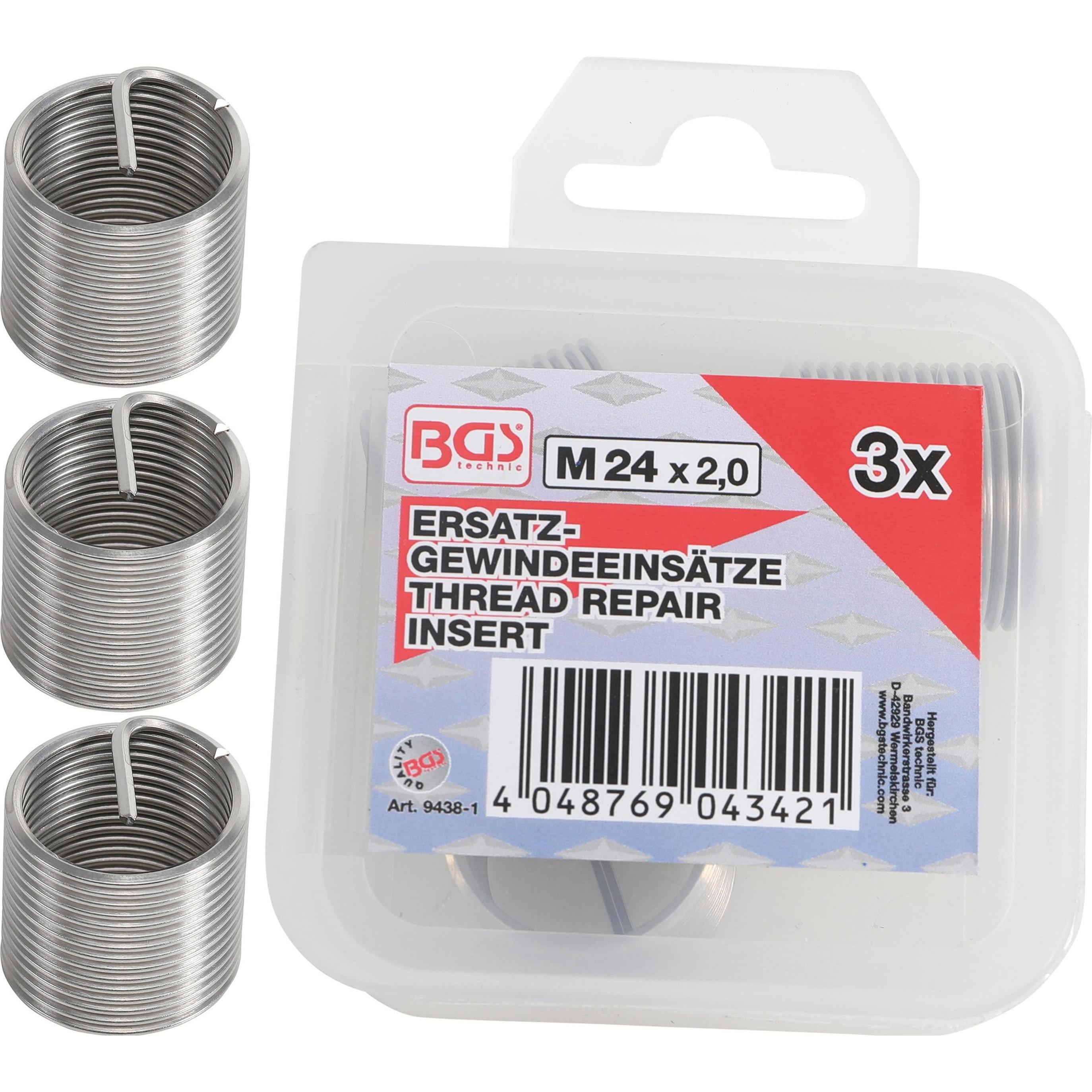 BGS, Gewindeschneider + Gewindebohrer, Ersatz-Gewindeeinsätze M24 x 2,0 mm 3-tlg.