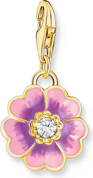 Thomas Sabo Charm-Anhänger Blume Flower Violett vergoldet (Emaille, Silber 925)