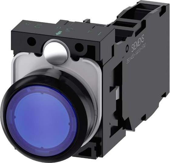 Actual product image Siemens Pushbutton 1f bl rnd Ř22mm 1S 1Ö 1W 3SU1106-0AB50-1FA0