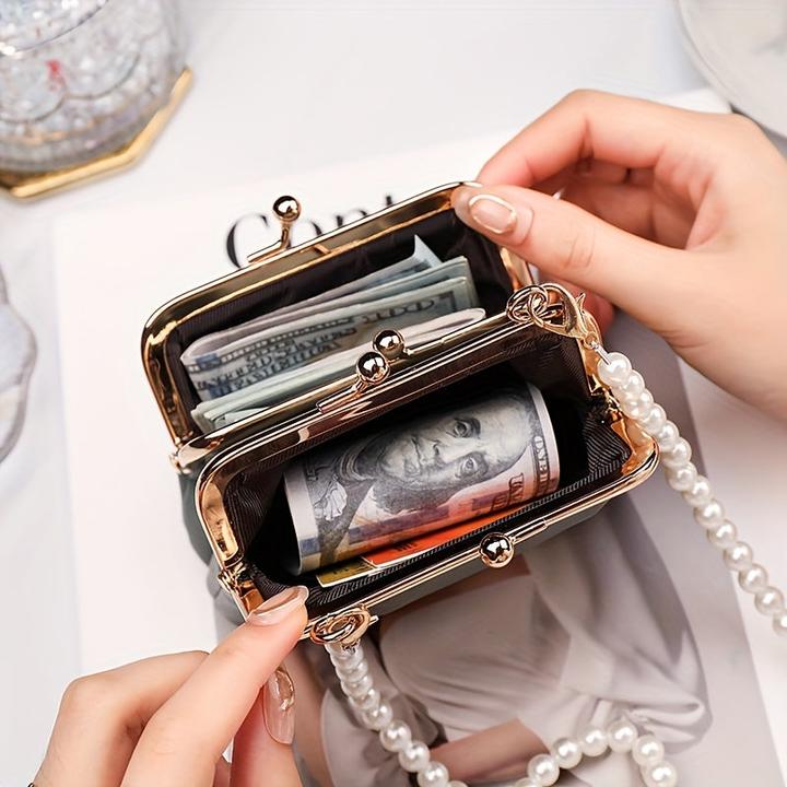 Immagine prodotto Only-Bags.Store Borsa a doppio strato kiss-lock, borsa a tracolla classica retrò, borsa crossbody in ecopelle