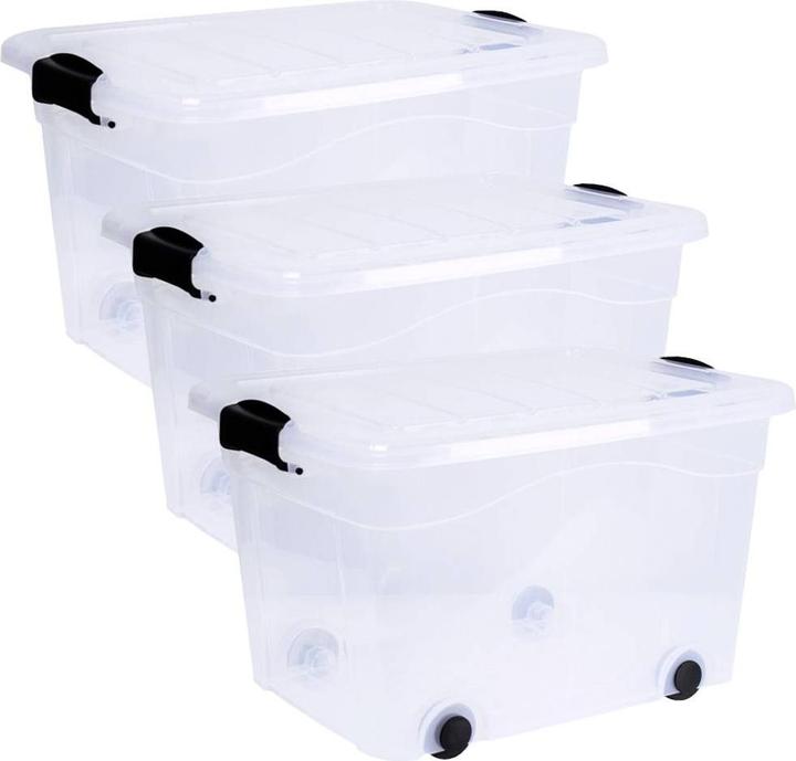 Produktbild Siena Home 3 er Set Aufbewahrungsbox 60 l mit Rollen (61 x 45 x 36 cm, 60 l)