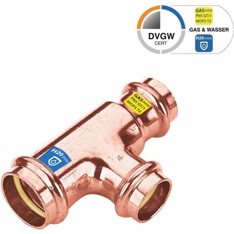 Sanpro, Rohrverbindungstechnik, CUPRESSK Pressfitting T-Stück Abgänge reduziert V 28 - V 28 - V 22 (T-Verbindung)