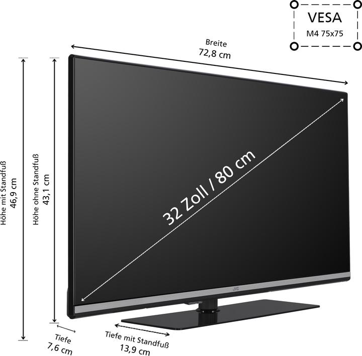 Actual product image JVC LT-32VQF555D QLED-TV FHD,Multituner,Smart,DolbyVision,VIDAA (32", QLED, Full HD, EU)