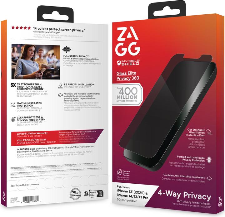 Produktbild Zagg Glass Elite Privacy 360 Iphone (1 Stück, Apple iPhone 13, Apple iPhone 13 Pro)