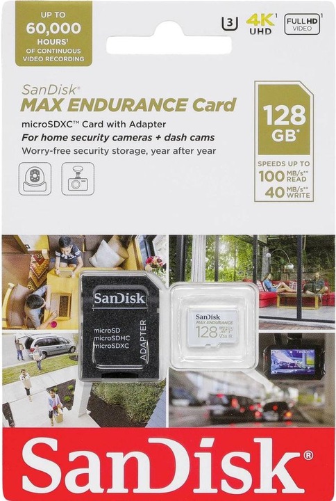 Productafbeelding SanDisk Maximaal uithoudingsvermogen (128 GB, microSDXC, U3, UHS-I)
