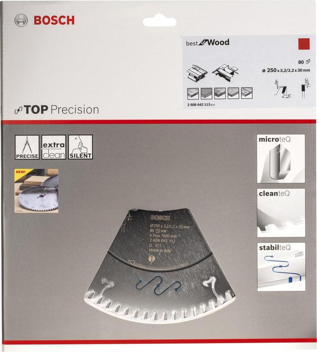 Actual product image Bosch Professional Zubehör Circular saw blade Top Precision Best for Wood, 250 x 30 x 3.2 mm, 80