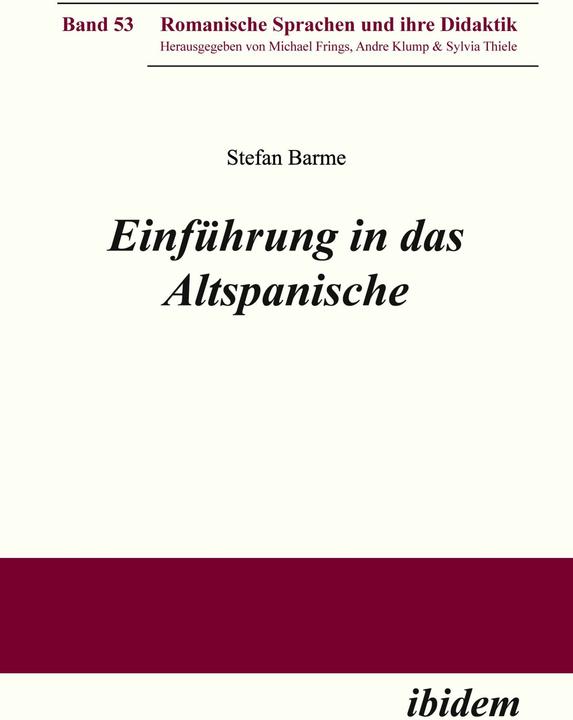 Produktbild Einführung in das Altspanische (Deutsch, Stefan Barme, 2014)