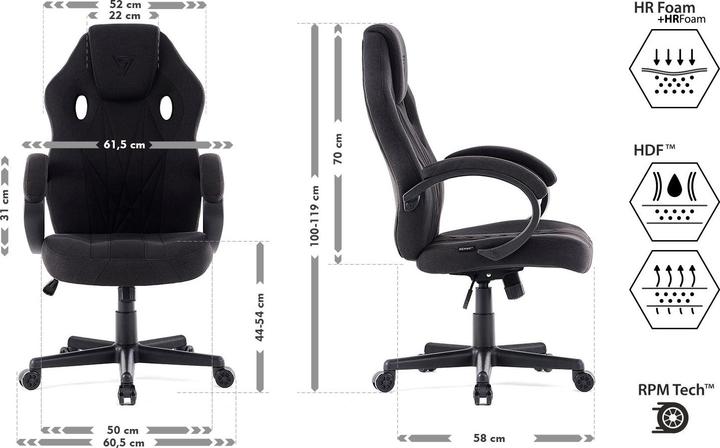 Produktbild Sense Fotel SENSE7 Prism materiałowy czarny