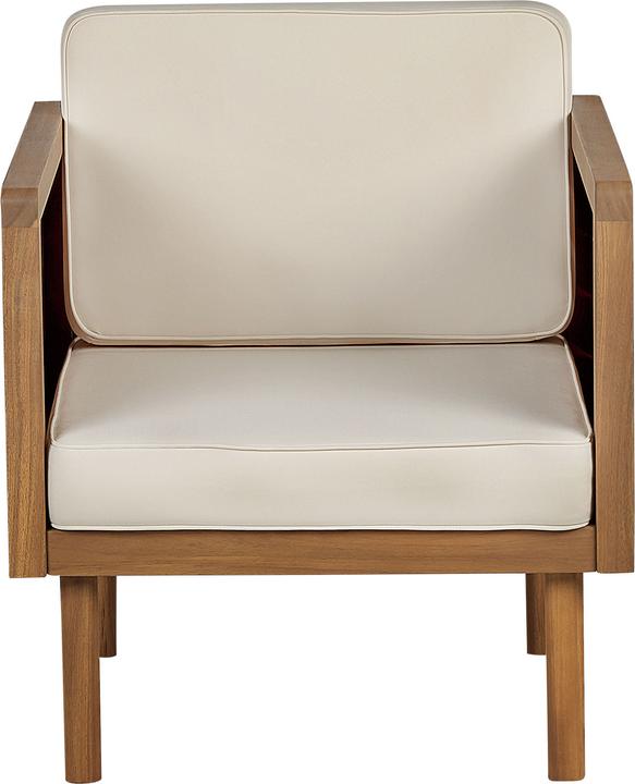 Actual product image Beliani Lounge Set Acacia Wood Light Brown 4-Seater Cushions Cream BARATTI