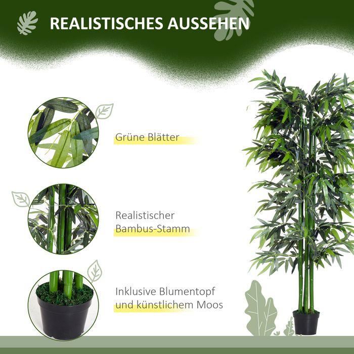 Actual product image Swisshandel24 Artificial plant, 180 cm artificial plant, artificial bamboo tree, artificial tree with cachepot (180 cm)
