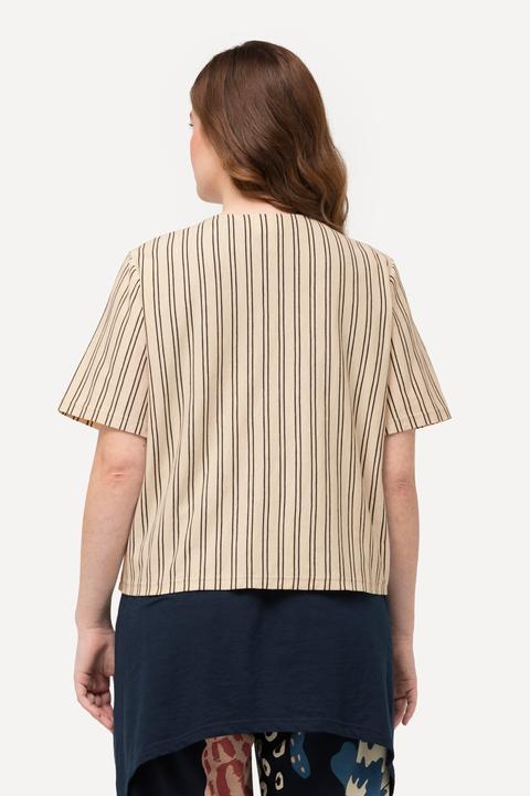 Produktbild Ulla Popken T-Shirt, Streifen, V-Ausschnitt, Halbarm (58)