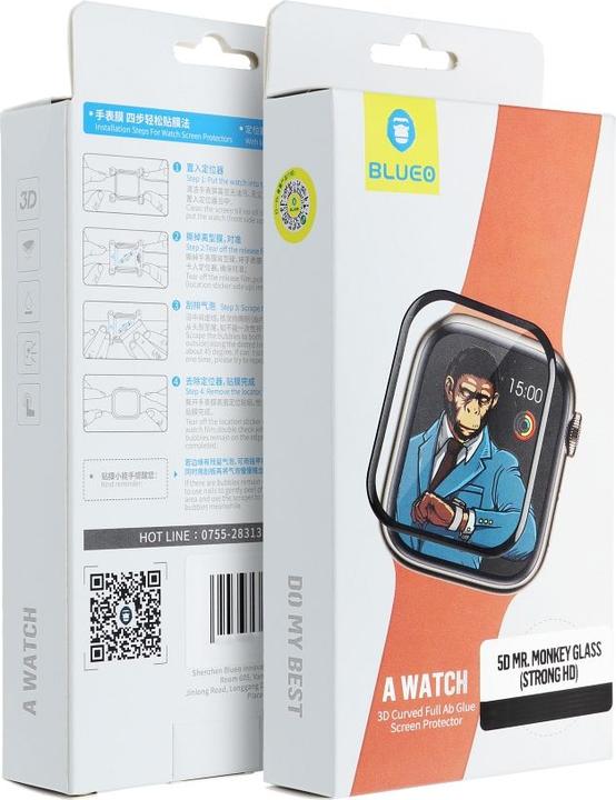 BlueO Other 5D Mr. Monkey Glass - for Apple Watch SE / SE 2 40MM black (Strong HD)