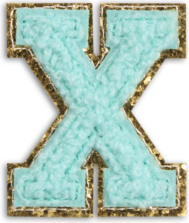 Image du produit PhoneLook Autocollant sticker pour téléphone/tablette/ordinateur brodé en 3D turquoise Lettre X