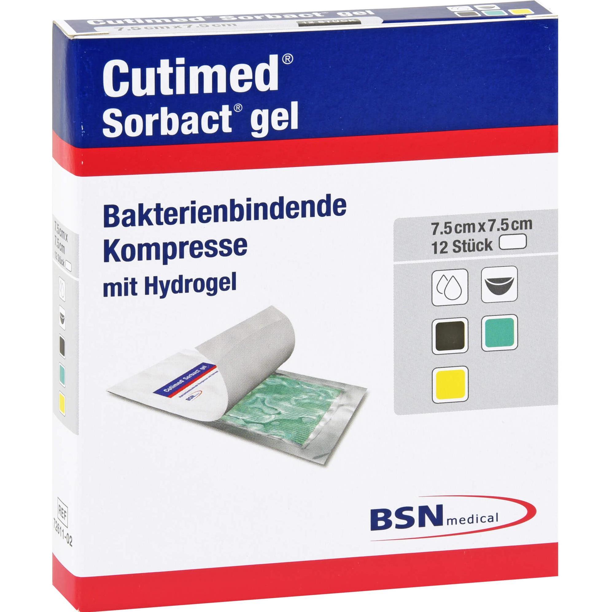 BSN, Verbandsmaterial, Cutimed Sorbact Gel 7,5x7,5cm, 12 St KOM