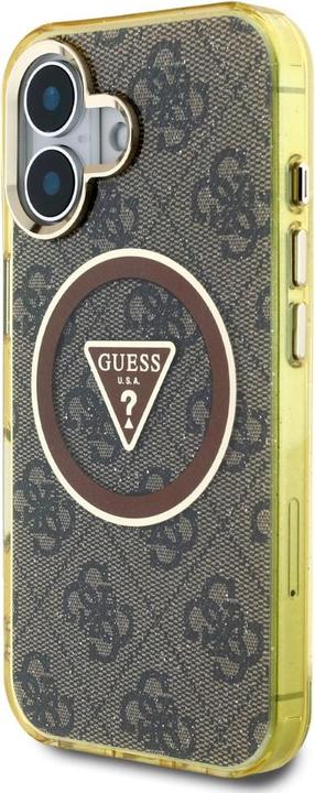 Immagine prodotto Guess Case IML Metal Glitter 4G Circle Triangle MagSafe for iPhone 16 brown (Apple iPhone 16)