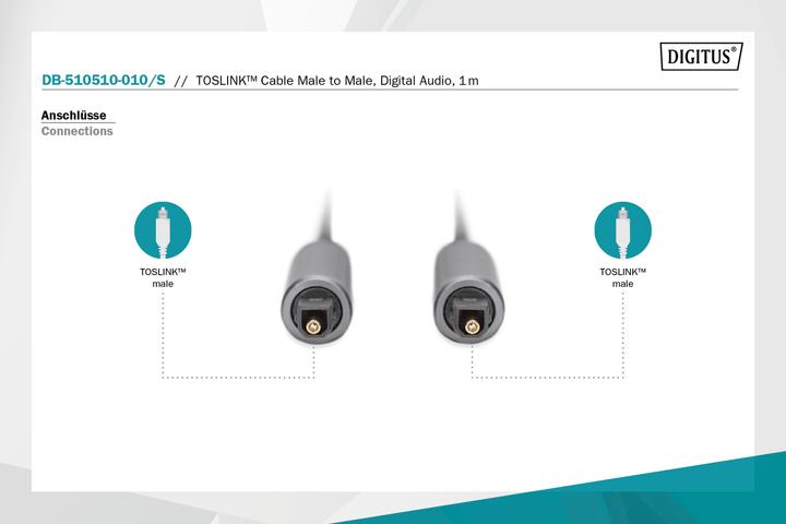Produktbild Digitus Toslink - Verbindungskabel, Toslink auf Toslink, 1m (1 m, Optisch)