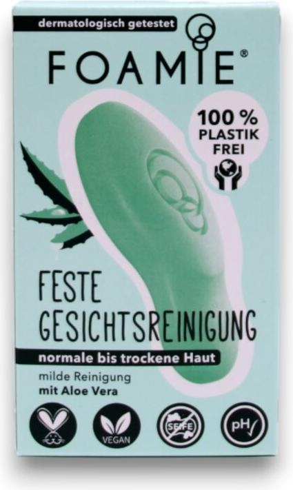 Actual product image Foamie Solid Face Wash Aloe You Vera Much (Cleaning cloths, 60 ml)