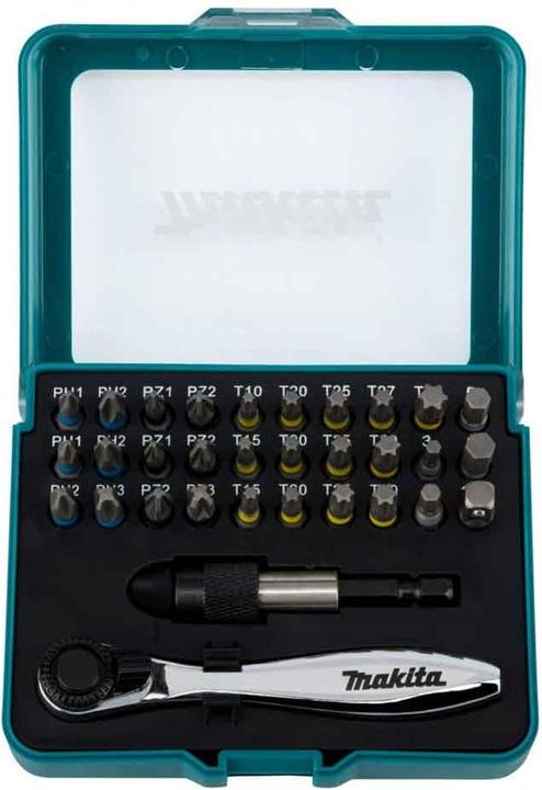 Actual product image Makita P-79790 Ratchet + bit set 32tlg (3.0, 4.0, 5.0, 6.0, PH1, PH2, PH3, PZ1, PZ2, PZ3, T10, T15, T20, T25, T27, T30, T40)