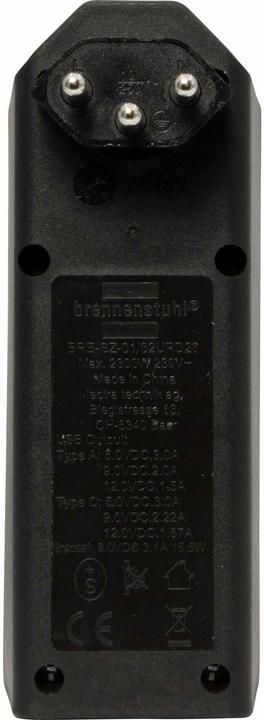 Immagine prodotto Brennenstuhl cleverLINE Abzweigstecker (Tipo 13, USB-A, USB-C, 2x)