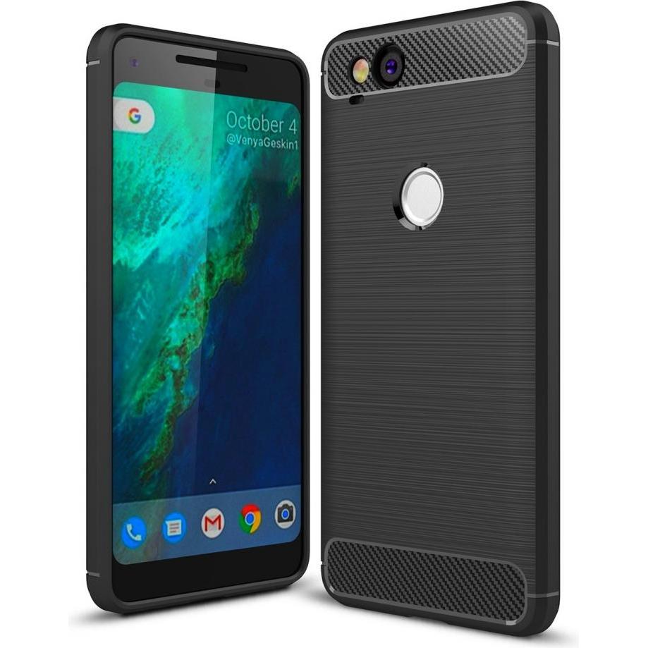 Screenguard Google Pixel 2 Hülle Carbon Brushed Soft TPU (Google Pixel 2), Smartphone Hülle, Schwarz