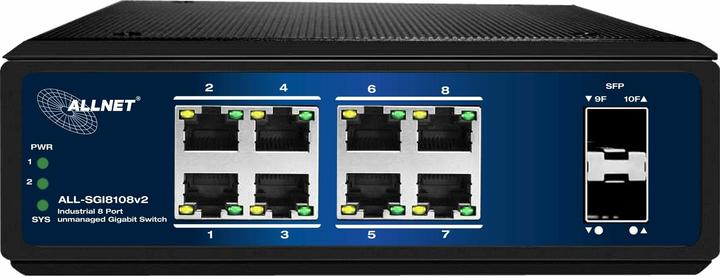 Actual product image Allnet Switch 8 port 10/100/1000TX 2x SFP, fanless ALL-SGI8108v2 (8 ports)