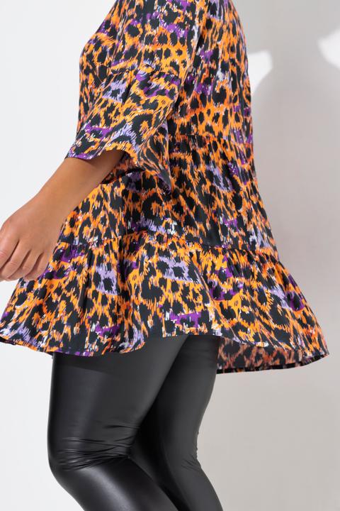 Produktbild Angel of Style Tunika, farbiges Leo-Muster, Volants (50)