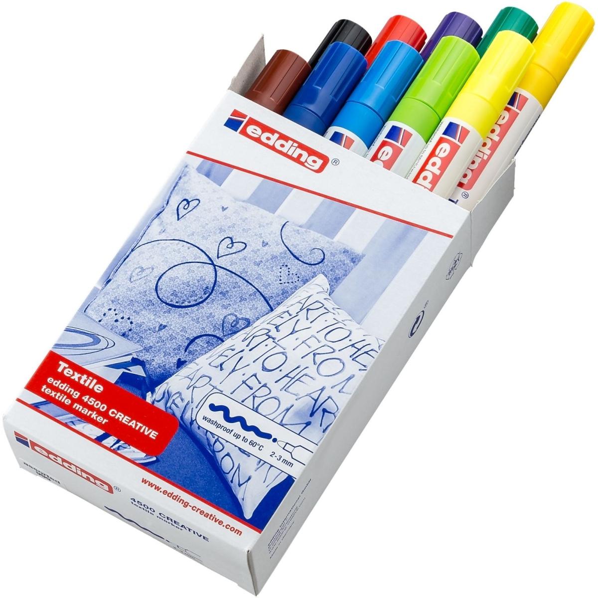 Edding, Marker, Textilmarker (Braun, Rot, Gelb, Grün, Blau, Hellgrün, Neongelb, Hellblau, Schwarz, Violett, 3 mm, 10 x)