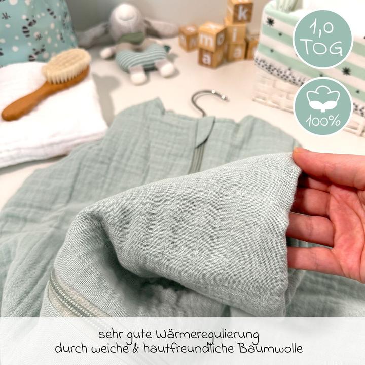 Produktbild Makian Schlafsäcke Musselin-Schlafsack - Mint - Gr. 60 cm (90 cm, 1.0 TOG, Sommer)