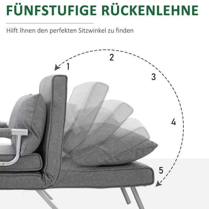Produktbild Swisshandel24 Schlafsofa mit Armlehne 3-in-1 Schlafsessel Gästebett Chaiselongue Multifunktion leinenartiges Polye