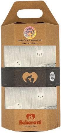Beberotti Couverture d'emmaillotage en mousseline biologique Rabbit 120120 cm (120 cm, 120 cm)
