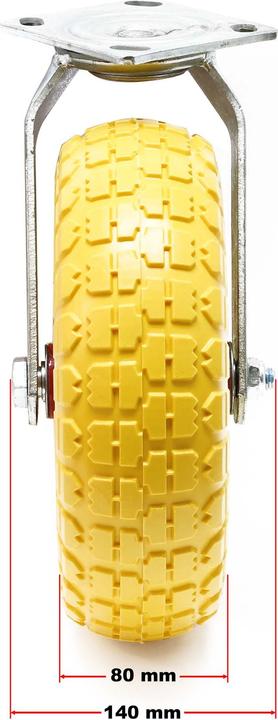 Image du produit Wiltec Jeu 2x Roulettes pivotantes à direction Jaune 258 x 78 mm Jantes en métal increvables 150kg par roue