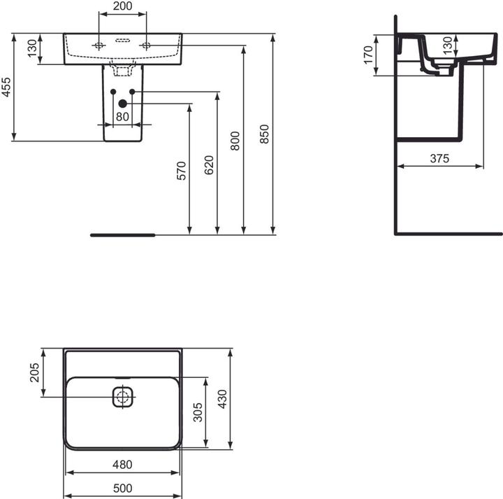 Immagine prodotto Ideal Standard Lavabo Strada II 50 x 43 cm bianco T363701 (430 mm, 500 mm)