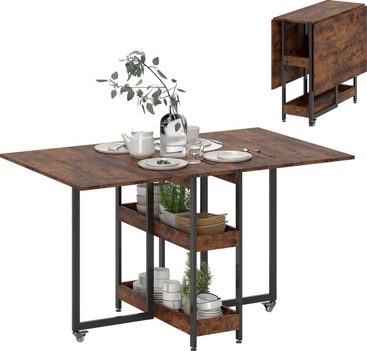 Homcom Esstisch Spanplatte, Metall Rustikal-Braun