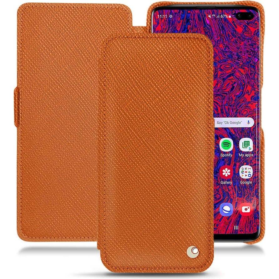 Noreve Lederschutzhülle horizontal (Samsung Galaxy S10+), Smartphone Hülle, Orange